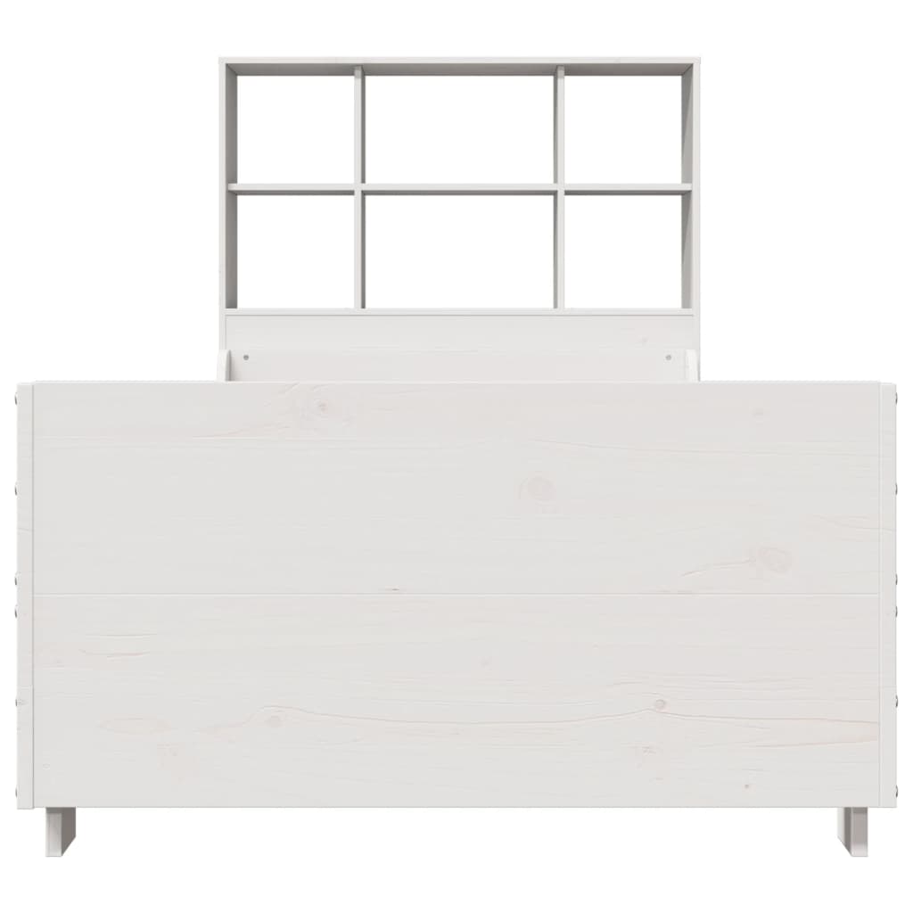 vidaXL Cama con estantería sin colchón madera maciza blanca 100x200 cm