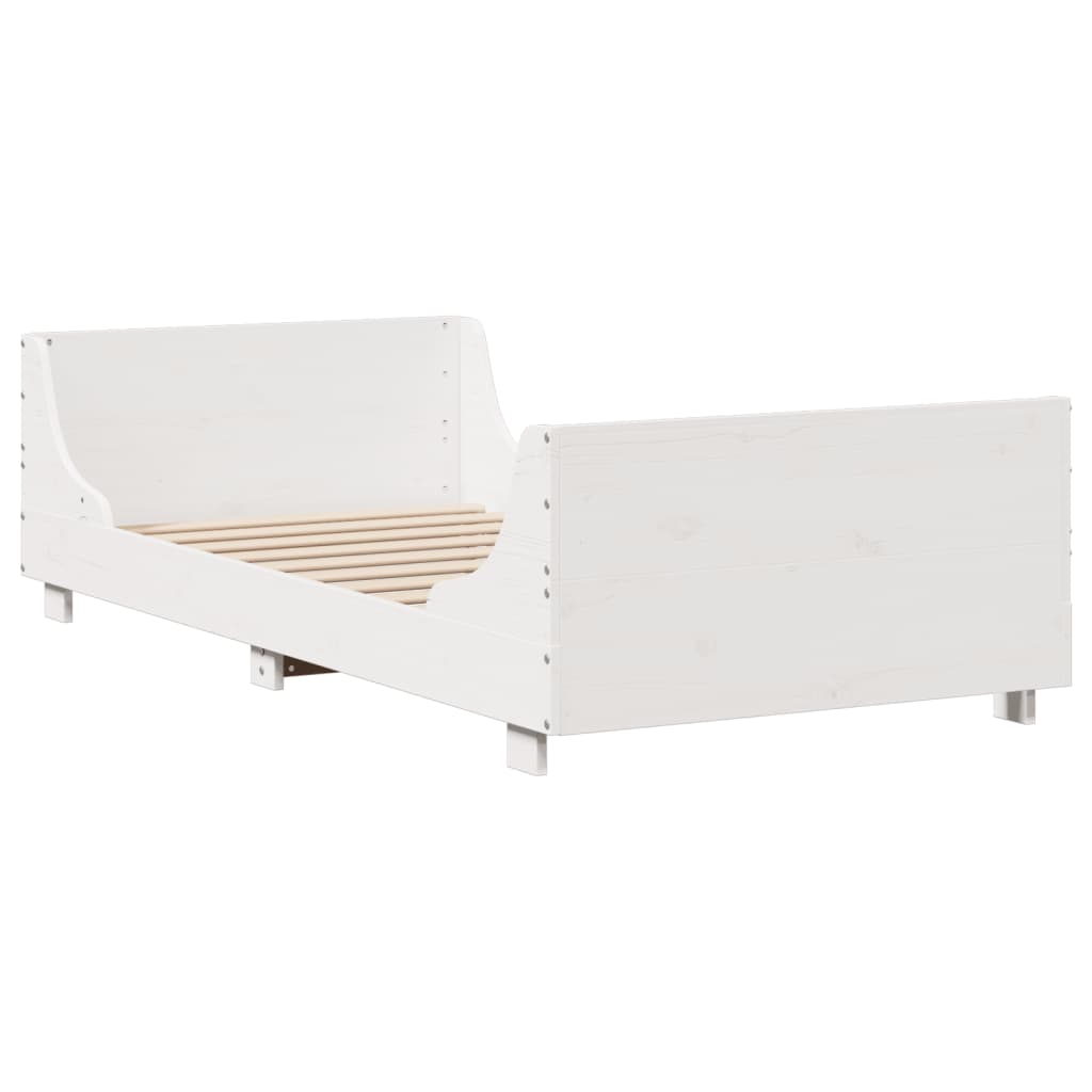 vidaXL Cama con estantería sin colchón madera maciza blanca 100x200 cm