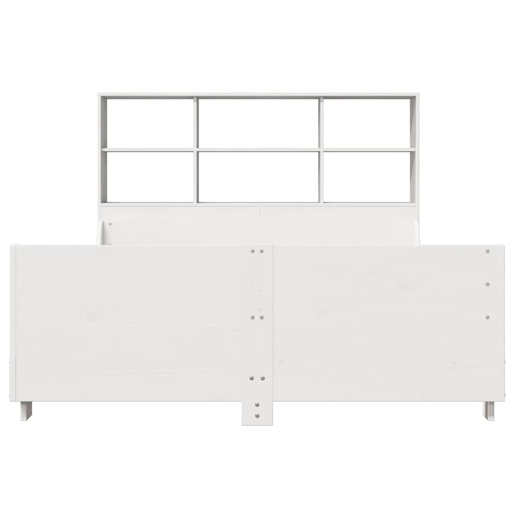 vidaXL Cama con estantería sin colchón madera maciza blanca 140x190 cm