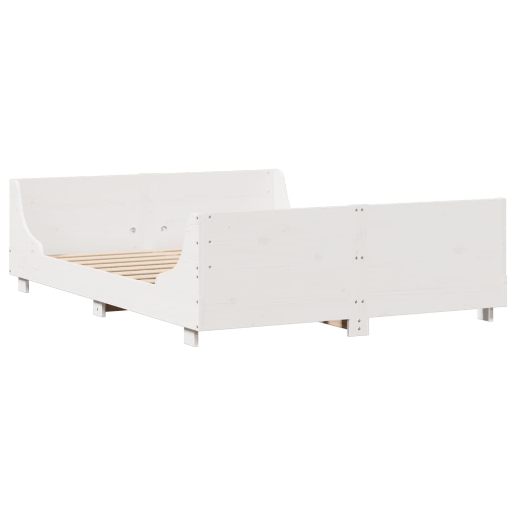 vidaXL Cama con estantería sin colchón madera maciza blanca 140x190 cm