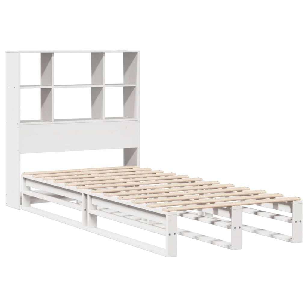 vidaXL Cama con estantería sin colchón madera maciza blanca 100x200 cm