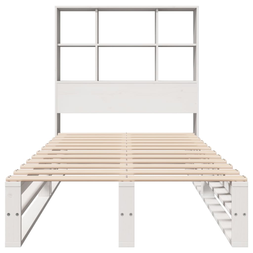 vidaXL Cama con estantería sin colchón madera maciza blanca 100x200 cm