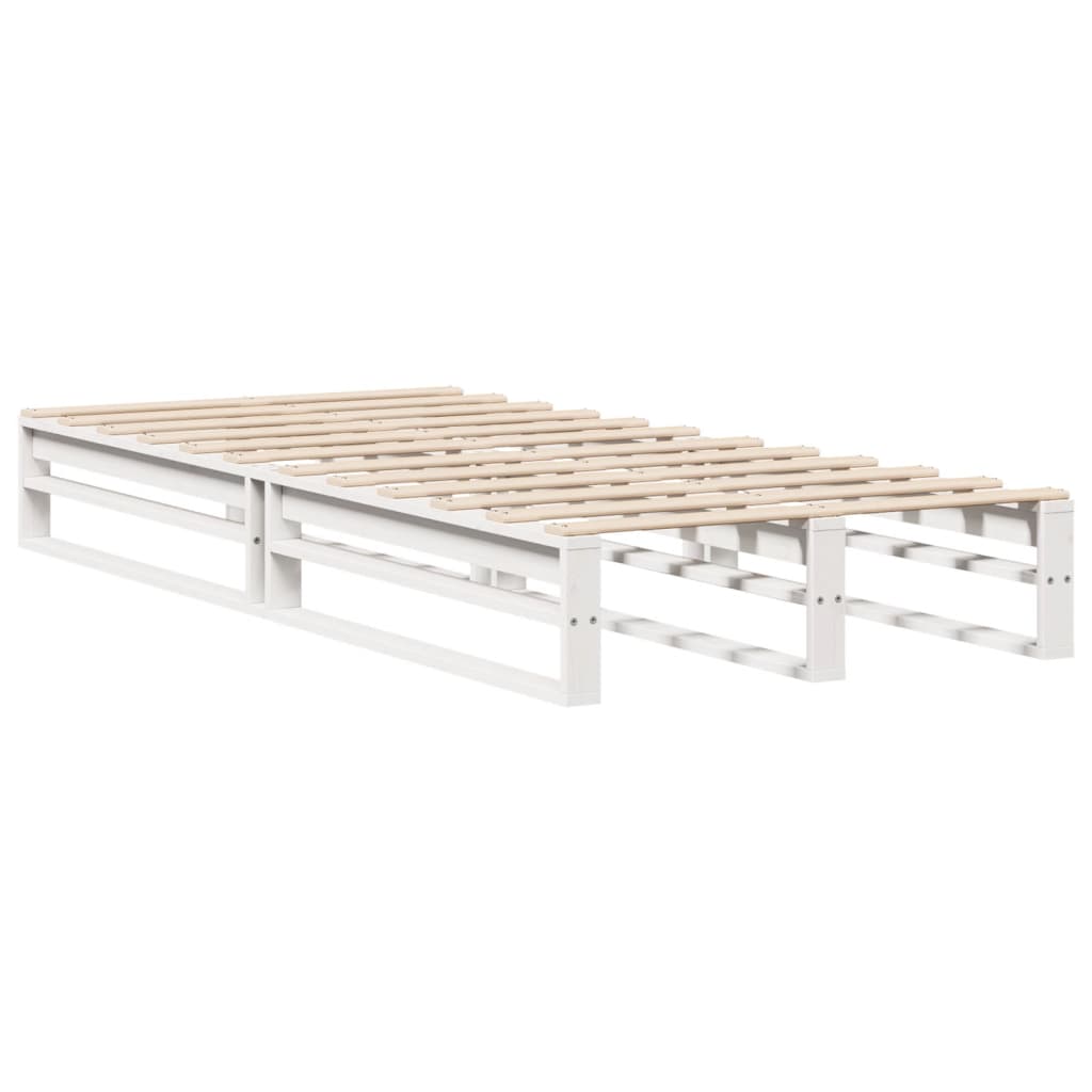 vidaXL Cama con estantería sin colchón madera maciza blanca 100x200 cm