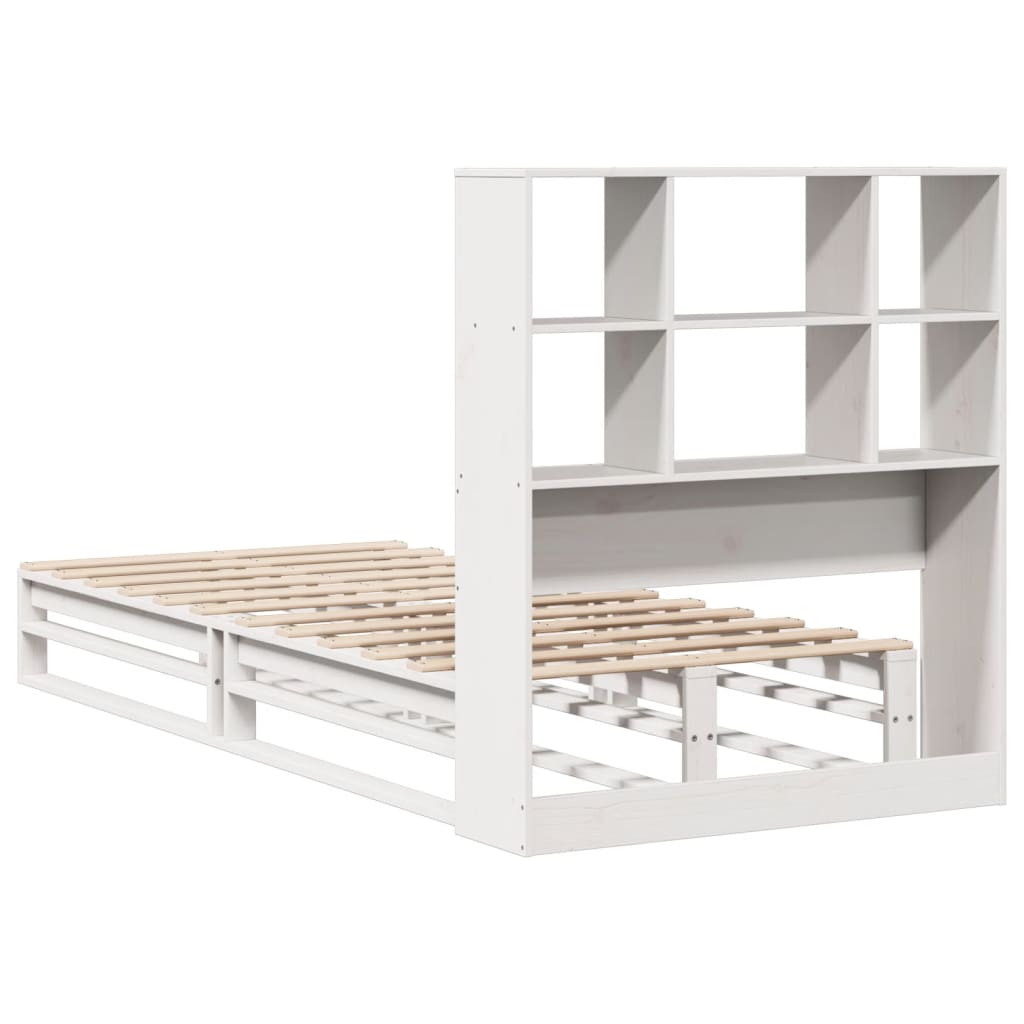 vidaXL Cama con estantería sin colchón madera maciza blanca 100x200 cm