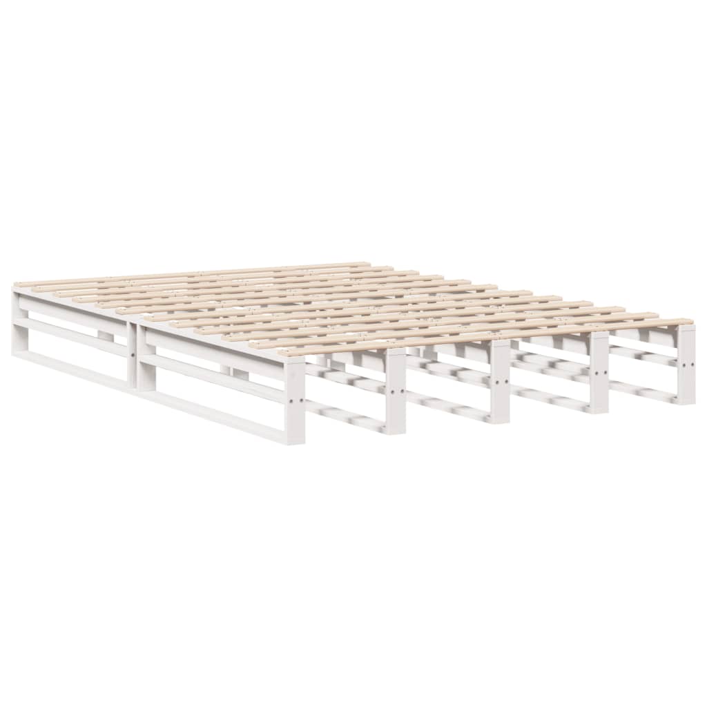 vidaXL Cama con estantería sin colchón madera maciza blanca 140x200 cm