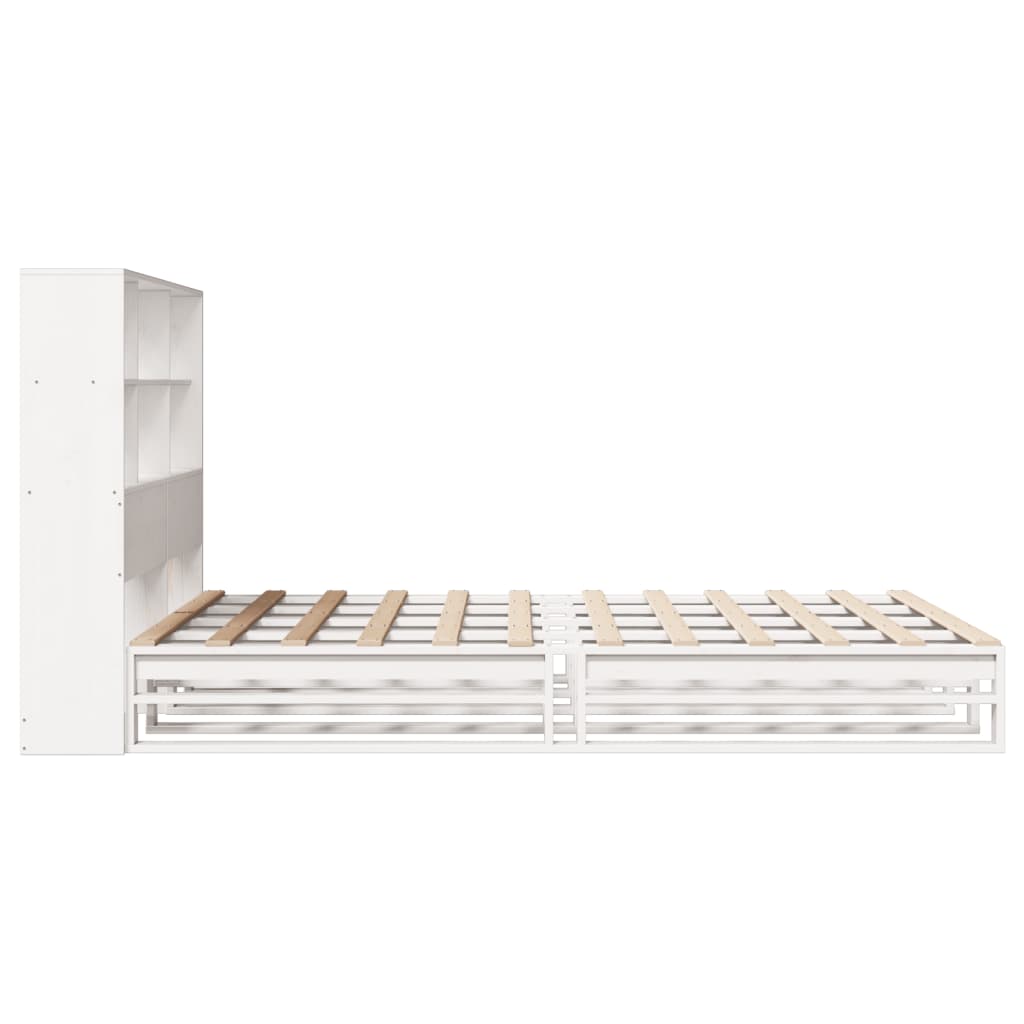 vidaXL Cama con estantería sin colchón madera maciza blanca 140x200 cm