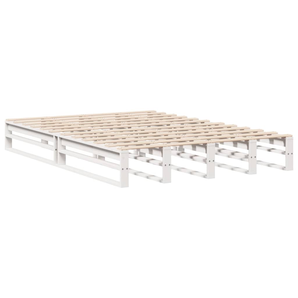 vidaXL Cama con estantería sin colchón madera maciza blanca 140x190 cm