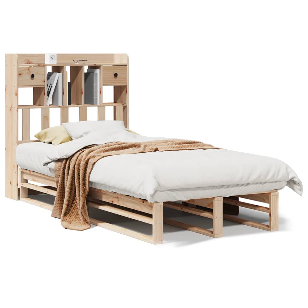 vidaXL Cama con estantería sin colchón madera maciza de pino 100x200cm