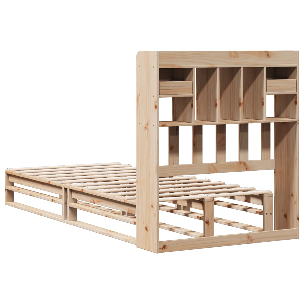 vidaXL Cama con estantería sin colchón madera maciza de pino 100x200cm