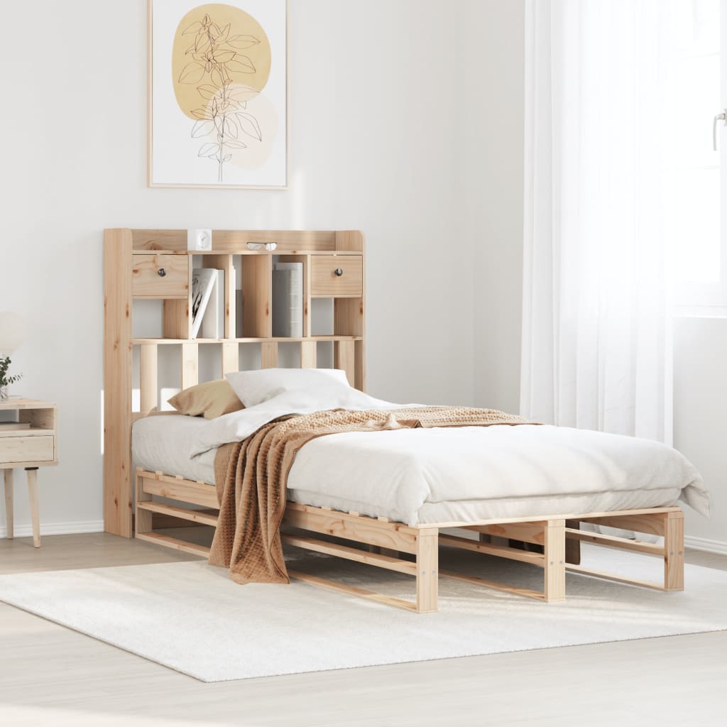 vidaXL Cama con estantería sin colchón madera maciza de pino 100x200cm