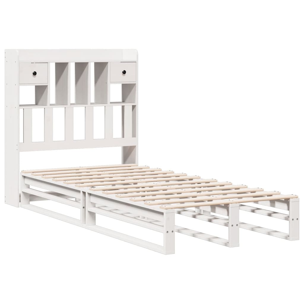 vidaXL Cama con estantería sin colchón madera maciza blanca 100x200 cm