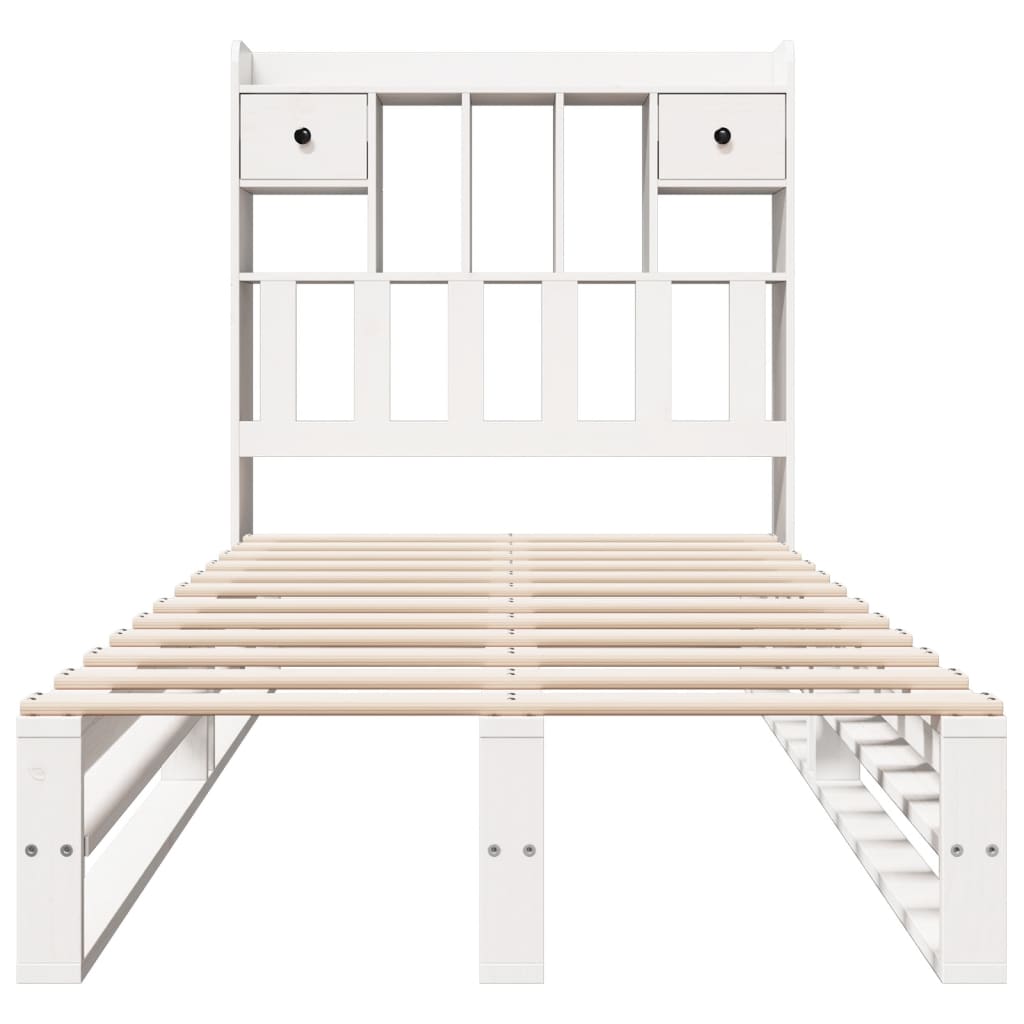 vidaXL Cama con estantería sin colchón madera maciza blanca 100x200 cm