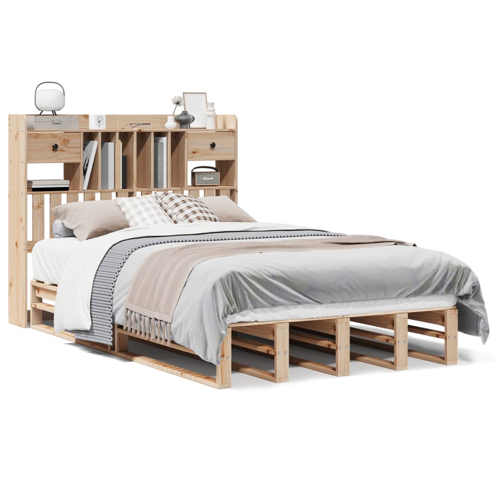 vidaXL Cama con estantería sin colchón madera maciza de pino 120x200cm