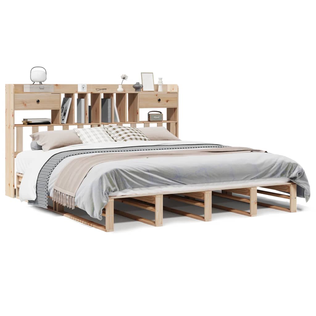 vidaXL Cama con estantería sin colchón madera maciza de pino 180x200cm