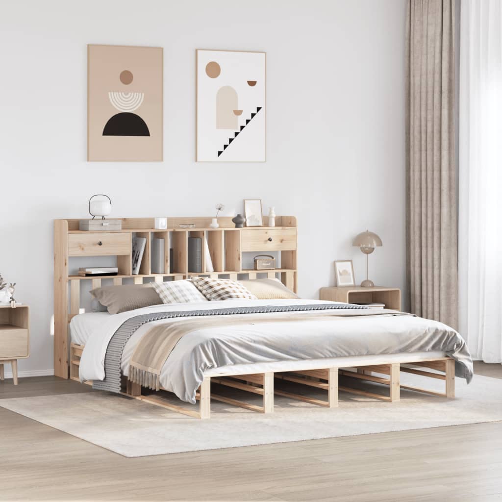 vidaXL Cama con estantería sin colchón madera maciza de pino 180x200cm