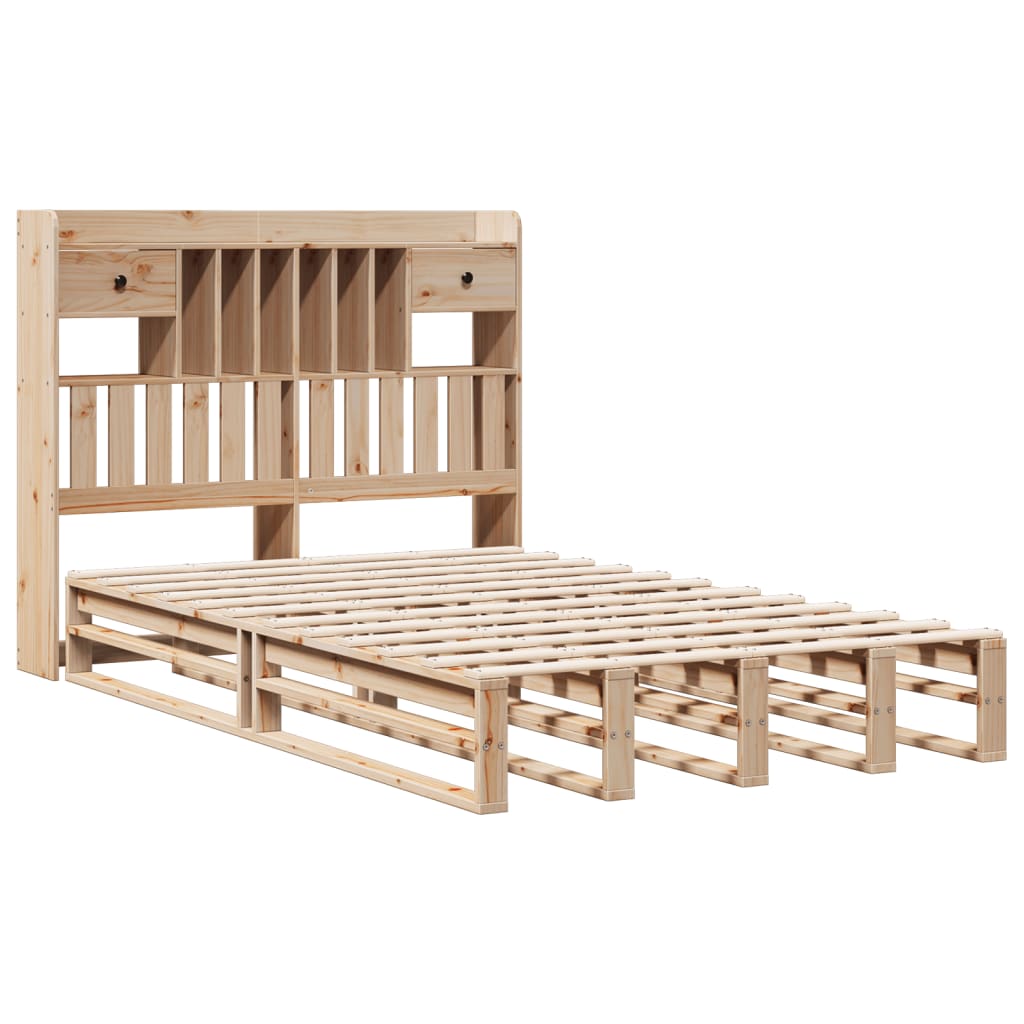 vidaXL Cama con estantería sin colchón madera maciza de pino 135x190cm