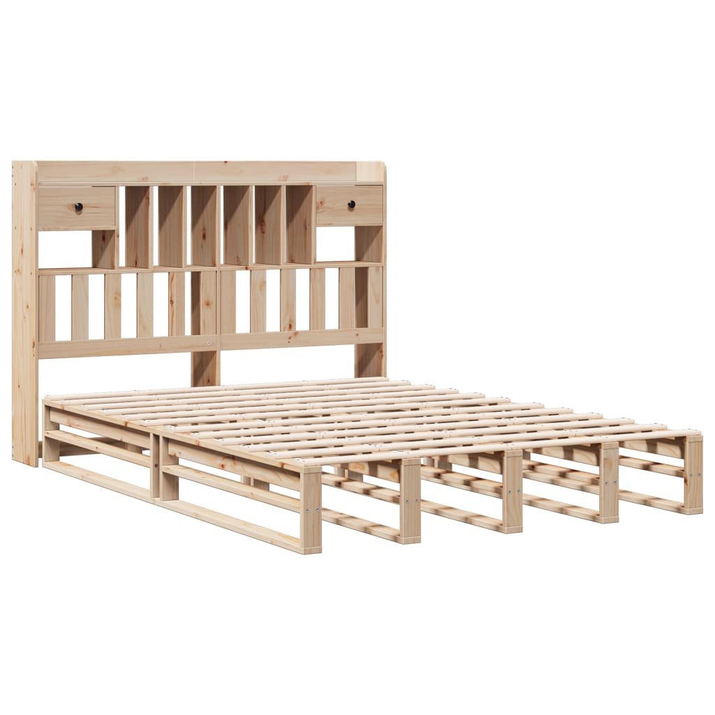 vidaXL Cama con estantería sin colchón madera maciza de pino 140x190cm