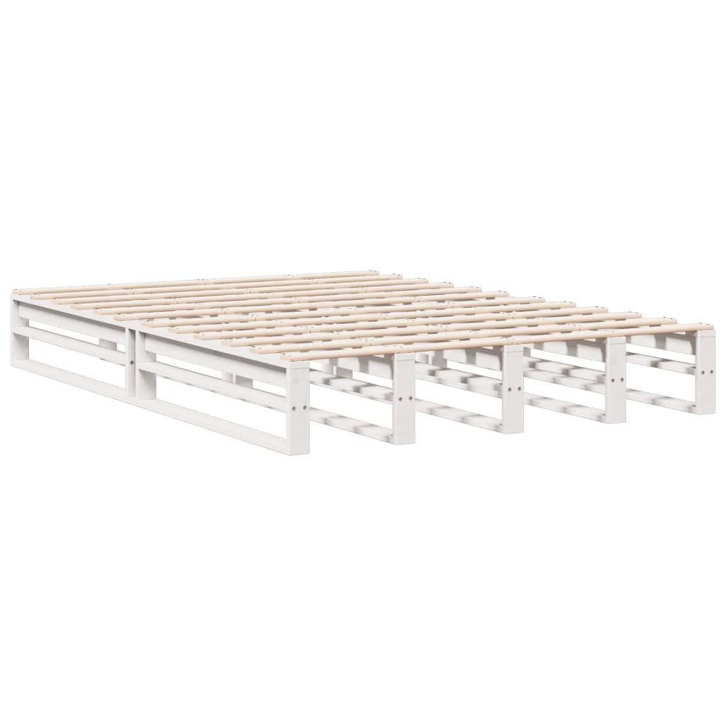 vidaXL Cama con estantería sin colchón madera maciza blanca 140x190 cm