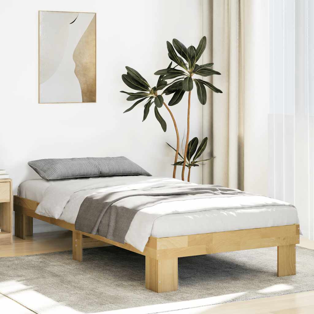 vidaXL Estructura de cama sin colchón 100x200 cm madera maciza roble