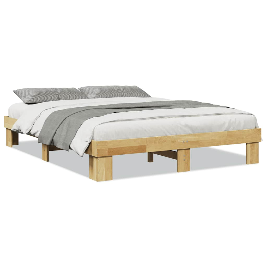 vidaXL Estructura de cama sin colchón 140x200 cm madera maciza roble