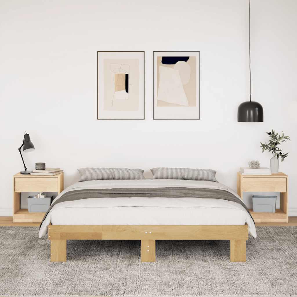 vidaXL Estructura de cama sin colchón 140x200 cm madera maciza roble