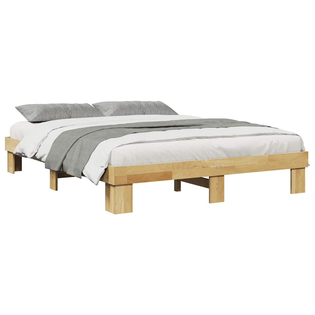 vidaXL Estructura de cama sin colchón 140x200 cm madera maciza roble