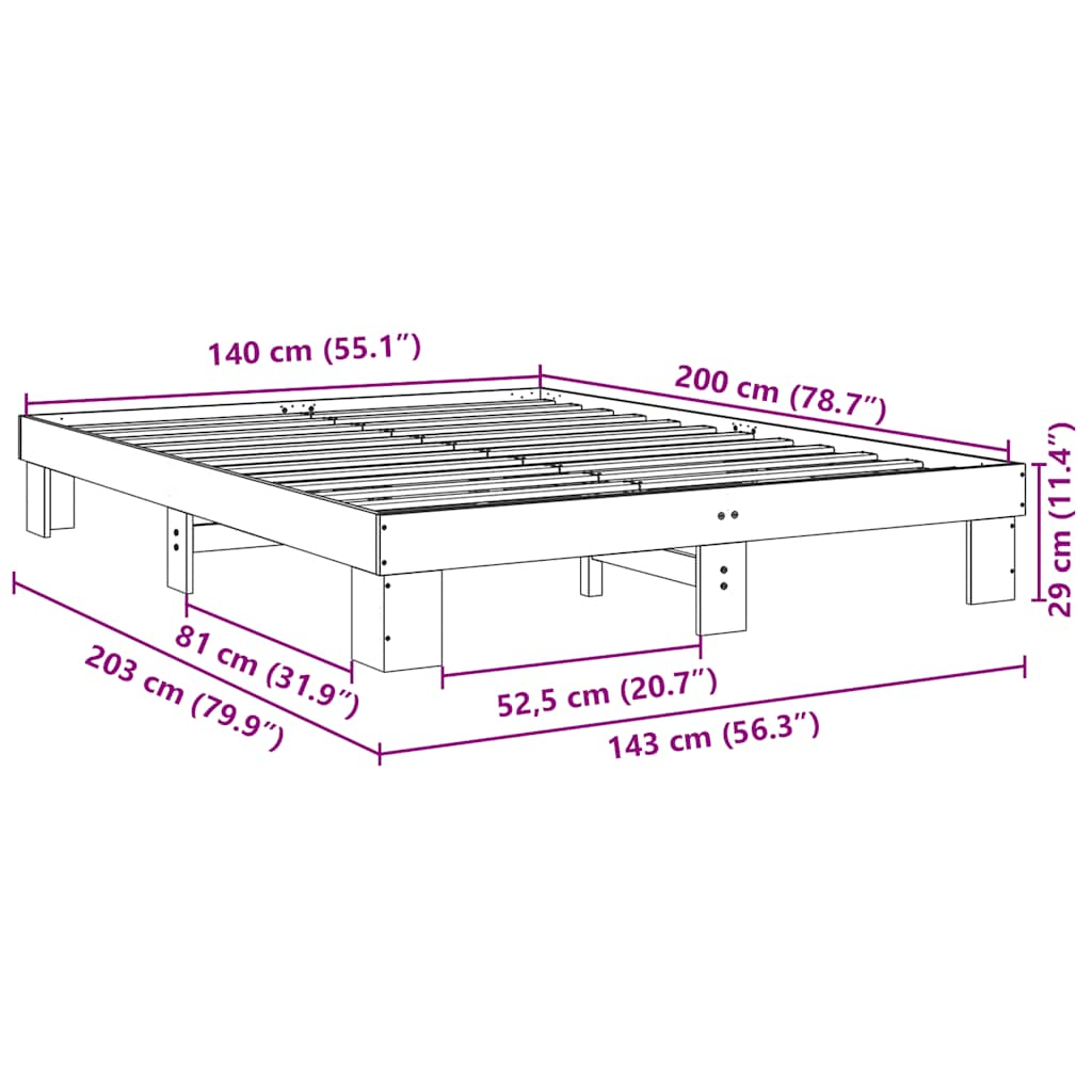 vidaXL Estructura de cama sin colchón 140x200 cm madera maciza roble