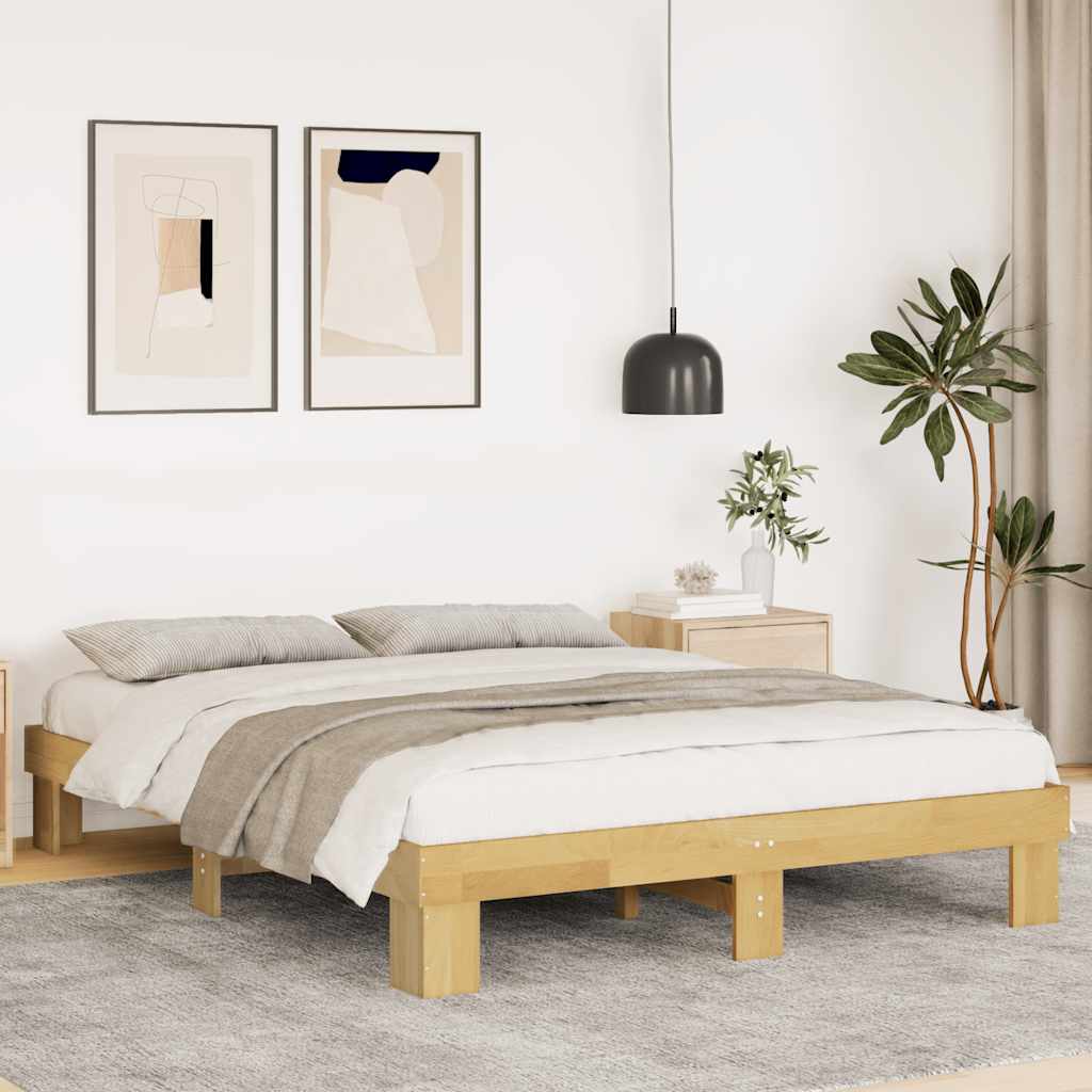 vidaXL Estructura de cama sin colchón 140x200 cm madera maciza roble