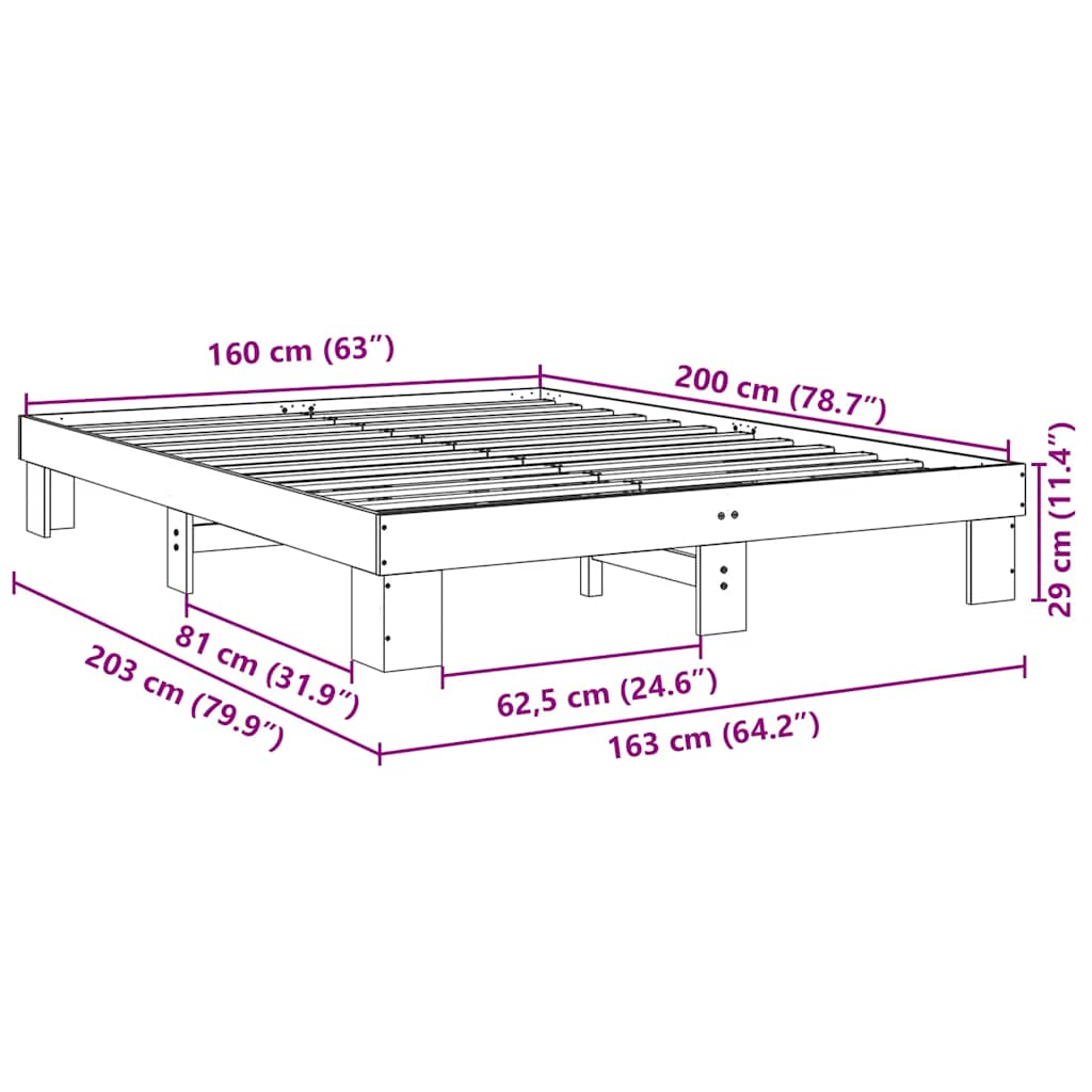 vidaXL Estructura de cama sin colchón 160x200 cm madera maciza roble