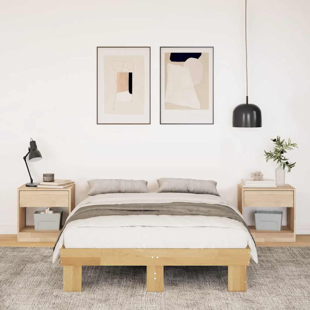 vidaXL Estructura de cama sin colchón 120x190 cm madera maciza roble