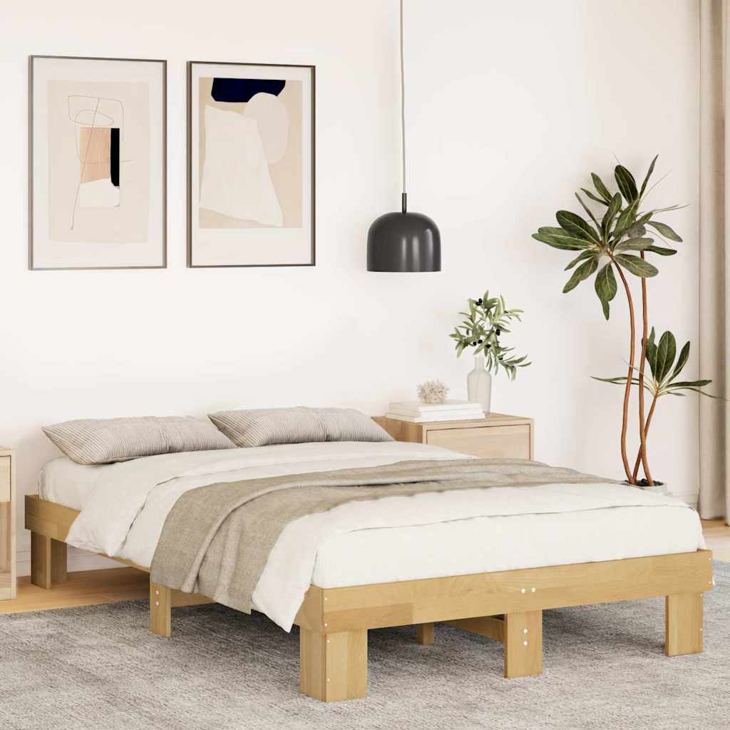 vidaXL Estructura de cama sin colchón 120x190 cm madera maciza roble