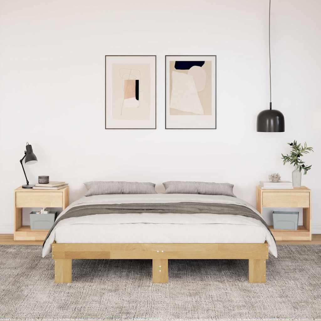 vidaXL Estructura de cama sin colchón 140x190 cm madera maciza roble