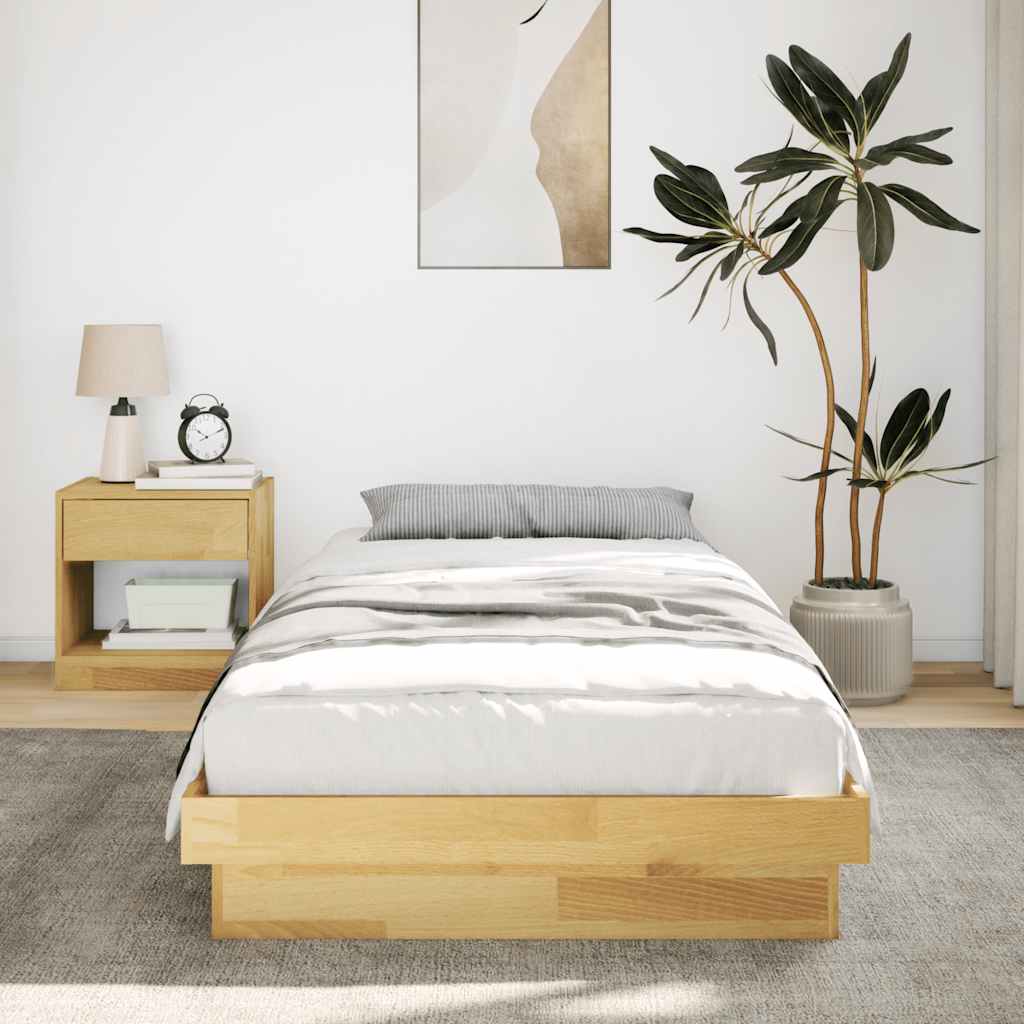 vidaXL Estructura de cama sin colchón 90x190 cm madera maciza roble