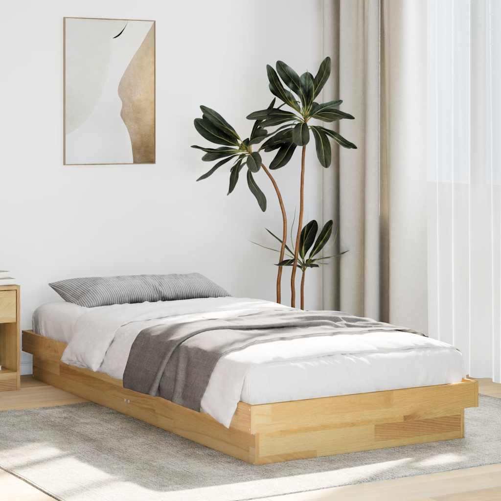 vidaXL Estructura de cama sin colchón 90x190 cm madera maciza roble