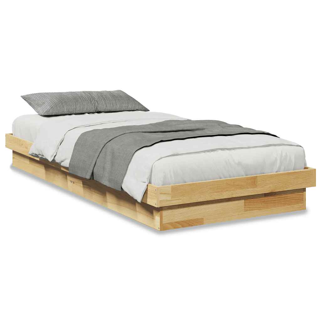 vidaXL Estructura de cama sin colchón 75x190 cm madera maciza roble