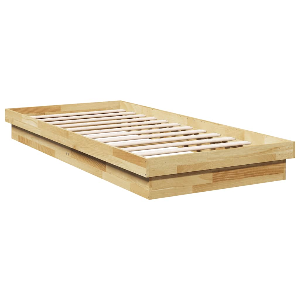 vidaXL Estructura de cama sin colchón 75x190 cm madera maciza roble