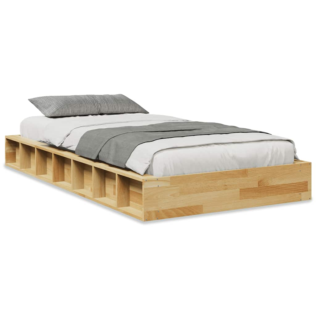 vidaXL Estructura de cama sin colchón 100x200 cm madera maciza roble