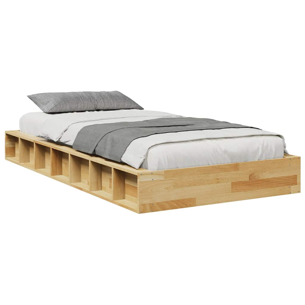 vidaXL Estructura de cama sin colchón 100x200 cm madera maciza roble