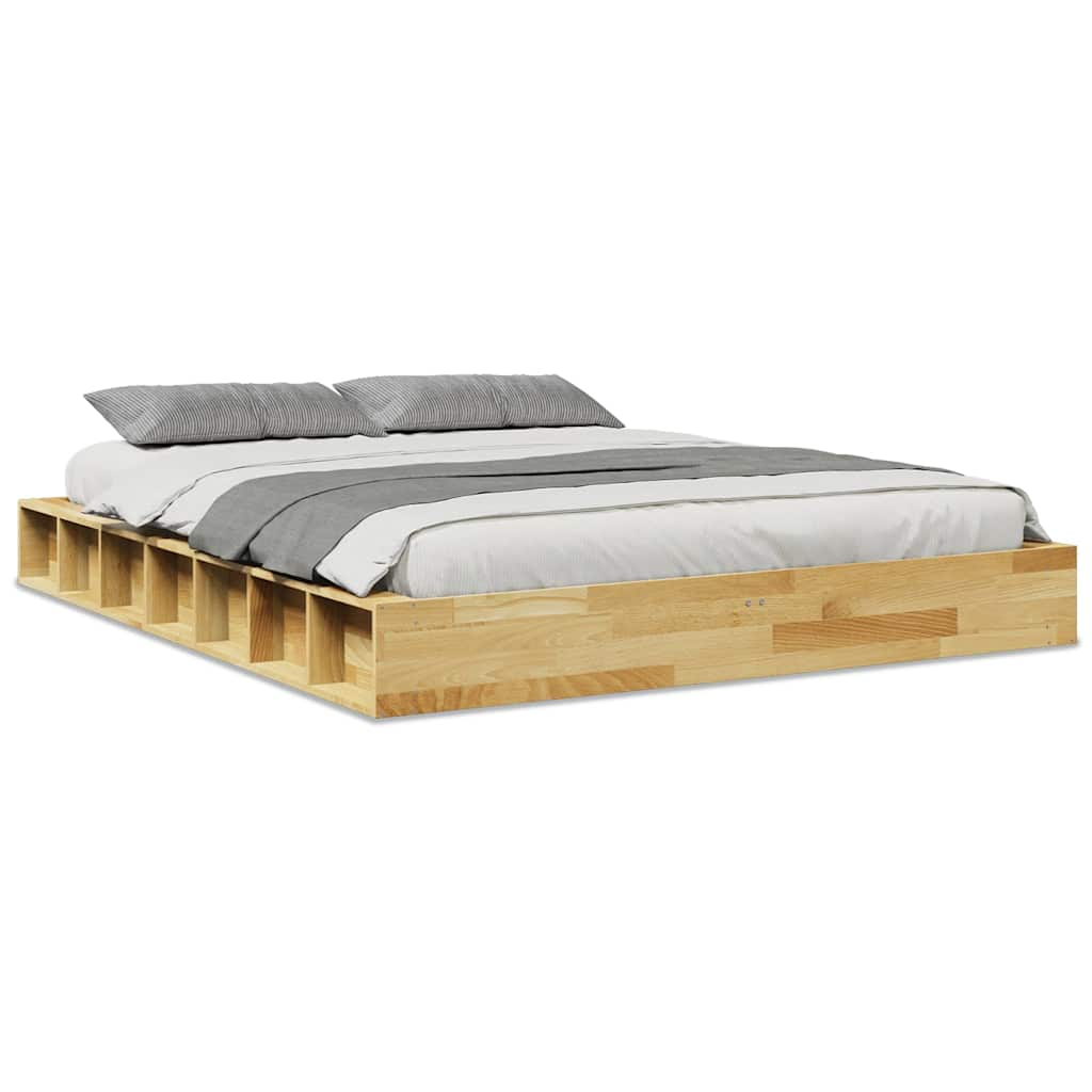 vidaXL Estructura de cama sin colchón 140x200 cm madera maciza roble