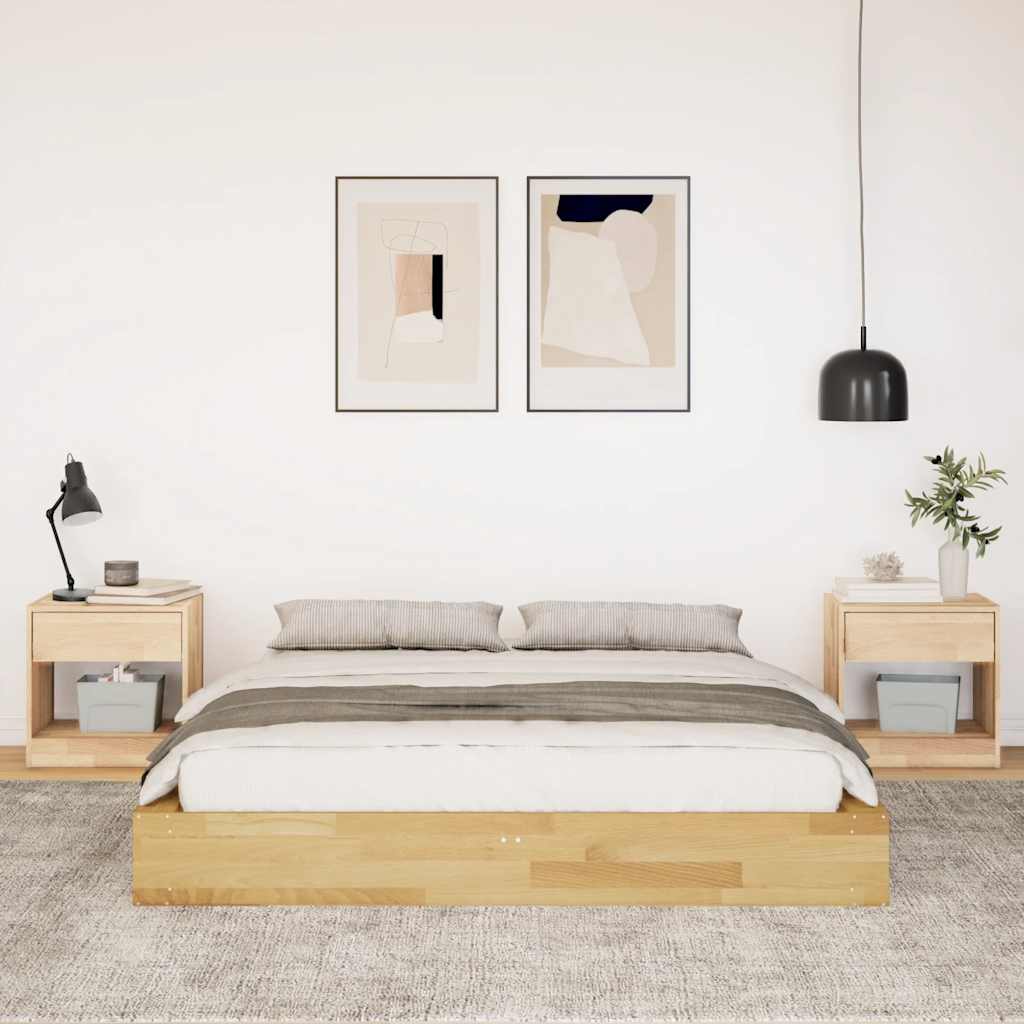 vidaXL Estructura de cama sin colchón 140x200 cm madera maciza roble