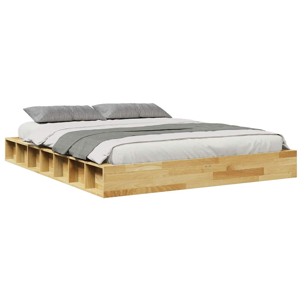 vidaXL Estructura de cama sin colchón 140x200 cm madera maciza roble