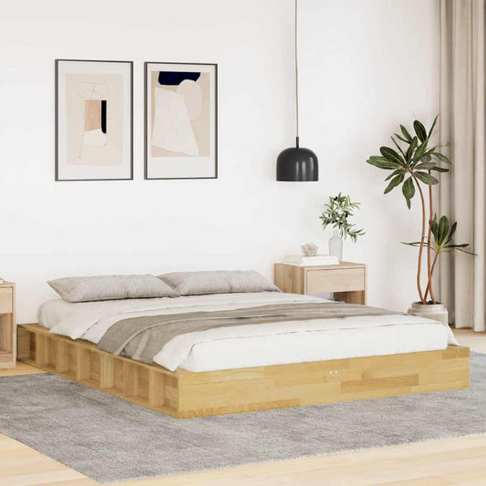 vidaXL Estructura de cama sin colchón 140x200 cm madera maciza roble