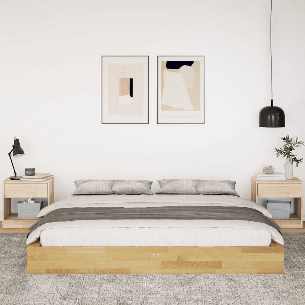 vidaXL Estructura de cama sin colchón 180x200 cm madera maciza roble