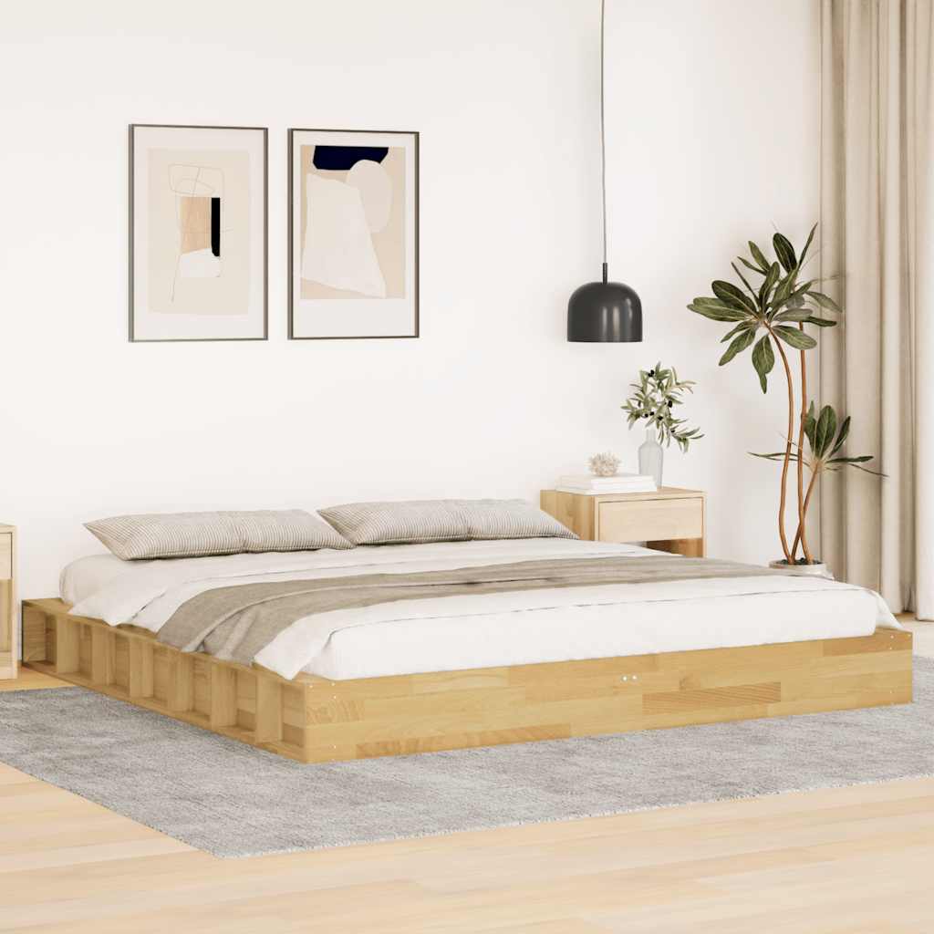 vidaXL Estructura de cama sin colchón 180x200 cm madera maciza roble