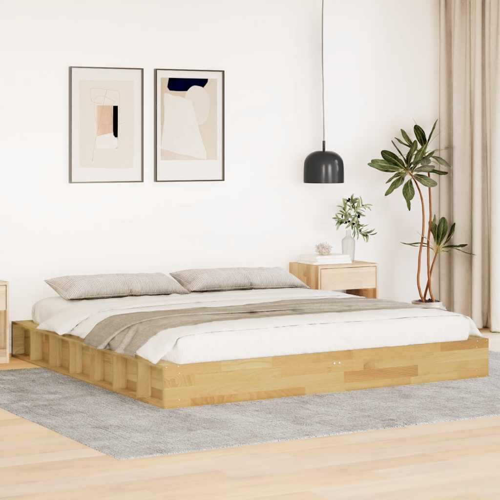 vidaXL Estructura de cama sin colchón 200x200 cm madera maciza roble