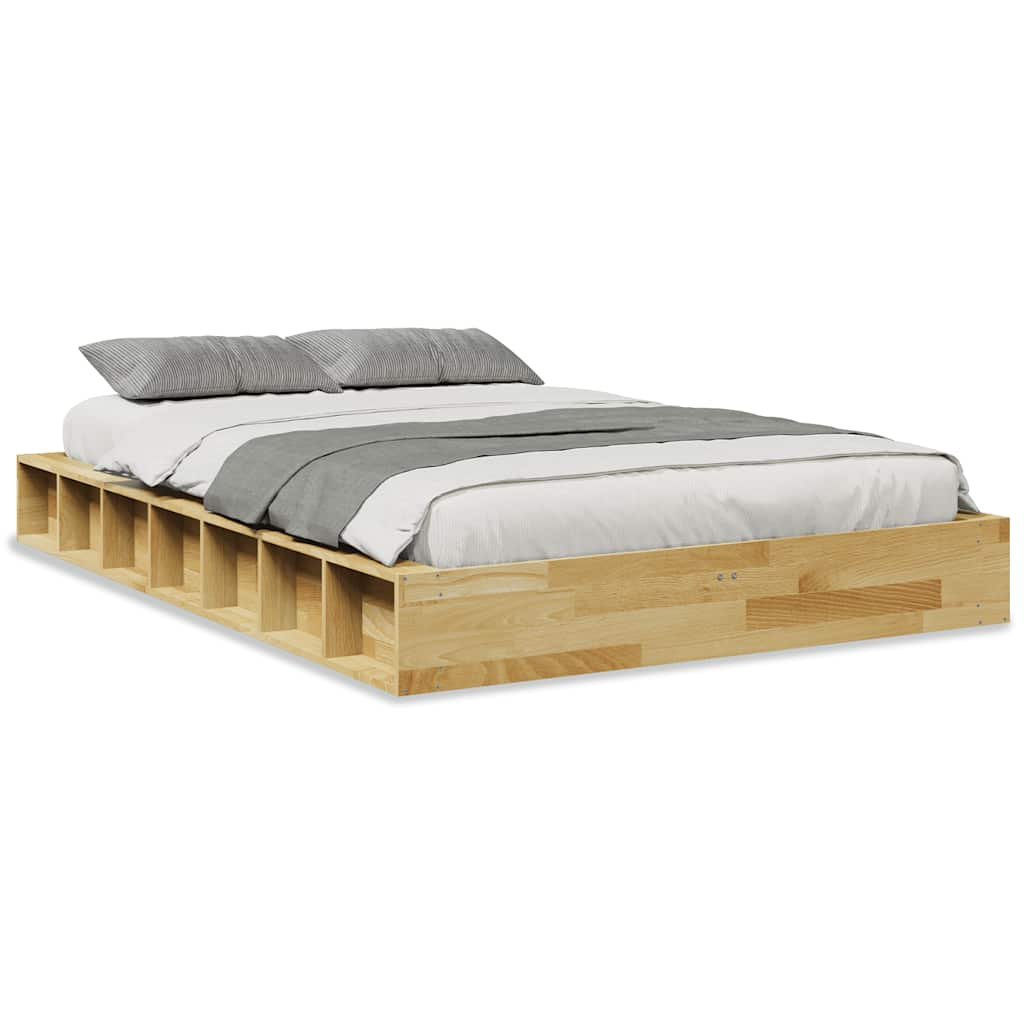 vidaXL Estructura de cama sin colchón 120x190 cm madera maciza roble