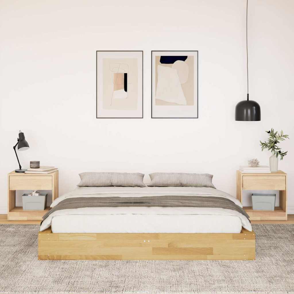 vidaXL Estructura de cama sin colchón 135x190 cm madera maciza roble