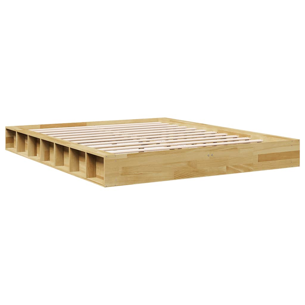 vidaXL Estructura de cama sin colchón 135x190 cm madera maciza roble