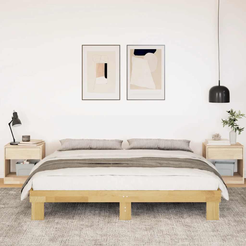 vidaXL Estructura de cama sin colchón 200x200 cm madera maciza roble