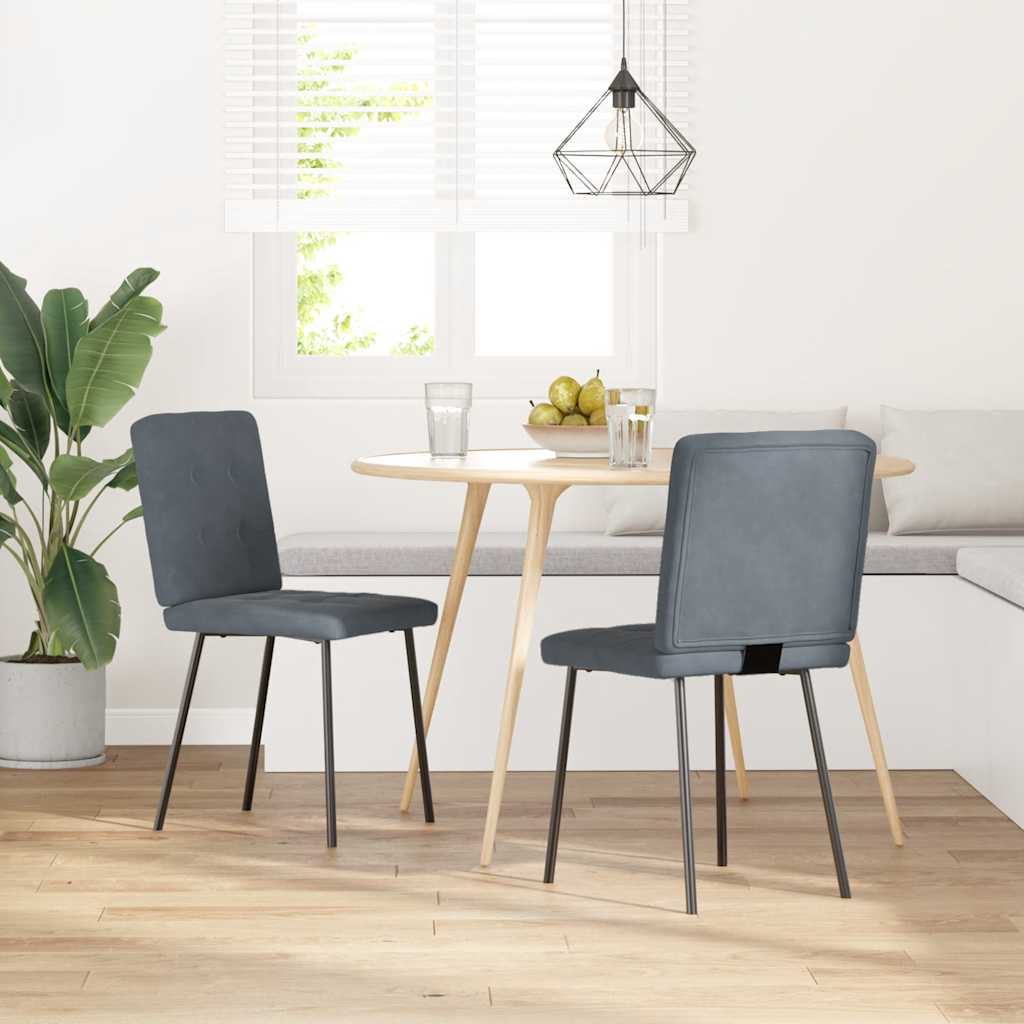 vidaXL Sillas de comedor 2 unidades terciopelo gris oscuro